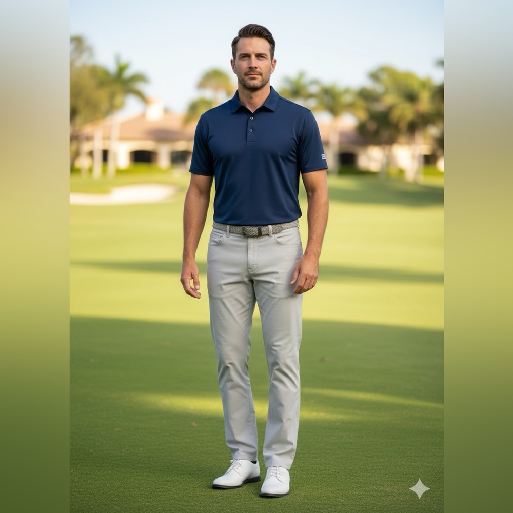 Peter Millar Crown Sport Performance 5-Pocket Golf Pants Khaki Tan Men's 35x30